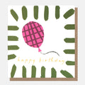 Caroline Gardner Happy Birthday Pink Balloon With Green Border Greeting Card