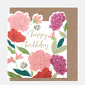 Caroline Gardner Happy Birthday Pink & Purple Big Floral Stems Die Cut Greeting Card
