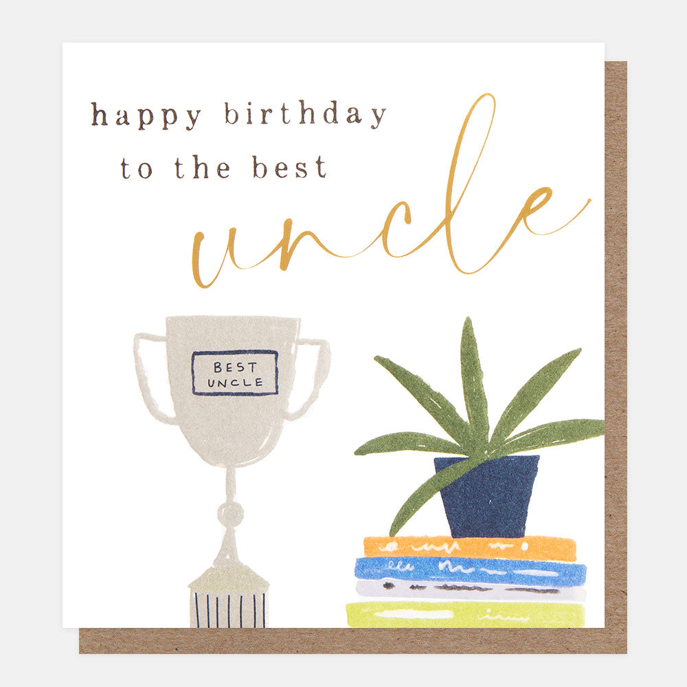 Caroline Gardner Happy Birthday To The Best Uncle Trophy With Books Greeting Card