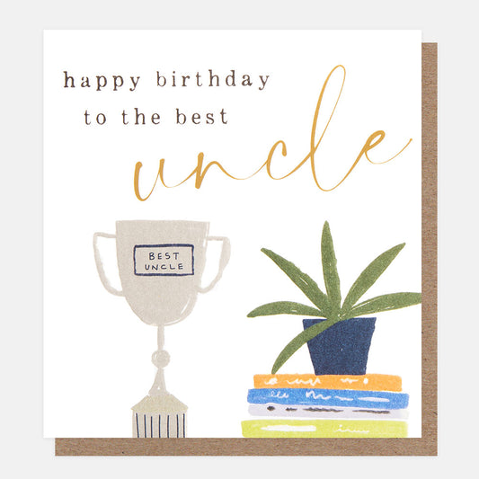 Caroline Gardner Happy Birthday To The Best Uncle Trophy With Books Greeting Card