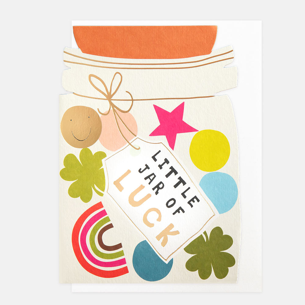Caroline Gardner Little Jar Of Luck Jar With Tag Greeting Card
