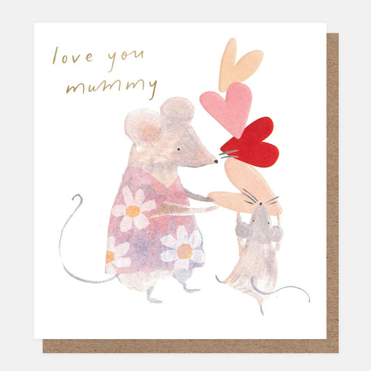 Caroline Gardner Love You Mummy Mice With Heart Stack Greeting Card