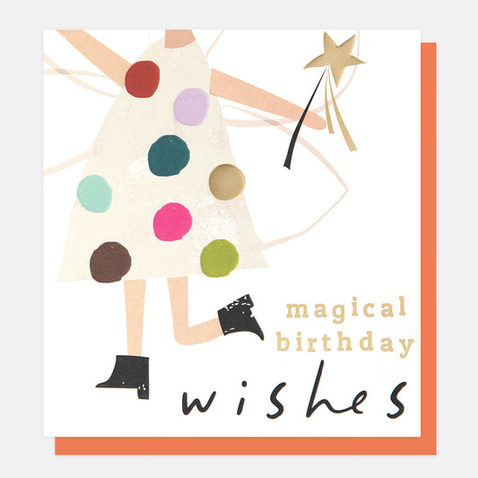 Caroline Gardner Magical Birthday Wishes Fairy With Spotty Dress Greeting Card