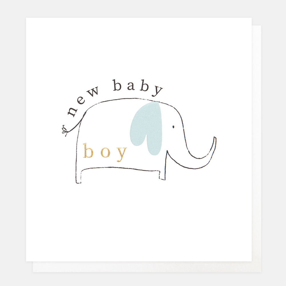 Caroline Gardner New Baby Boy Blue Elephant Greeting Card