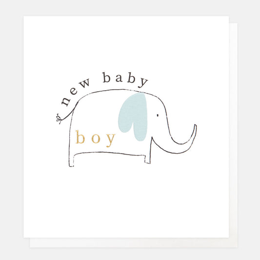 Caroline Gardner New Baby Boy Blue Elephant Greeting Card
