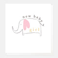 Caroline Gardner New Baby Girl Pink Elephant Greeting Card