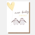 Caroline Gardner New Baby Twins Penguins Greeting Card