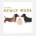 Caroline Gardner To The Newlyweds Bride & Groom Sausage Dogs With Cake Greeting Card