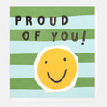 Caroline Gardner Proud Of You! Smiley Face On Blue & Green Stripe Greeting Card