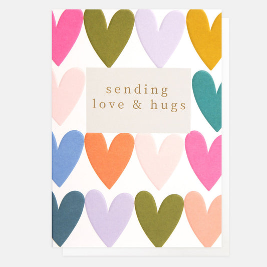 Caroline Gardner Sending Love And Hugs Heart Rows Greeting Card