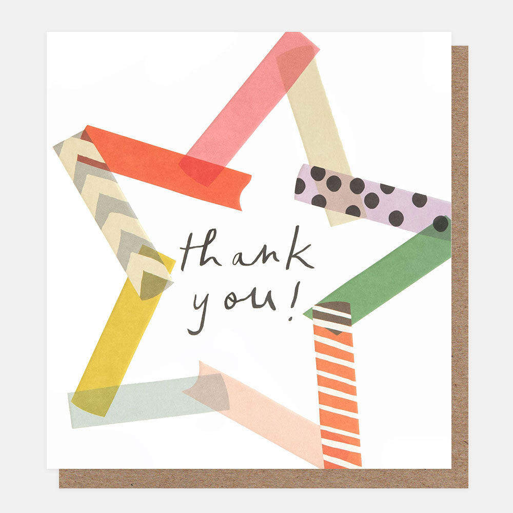 Caroline Gardner Thank You! Patterned Tape Star Greeting Card