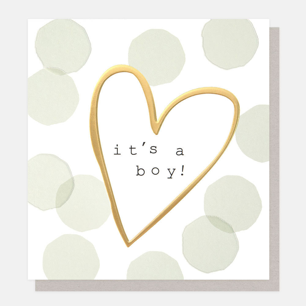 Caroline Gardner It's A Boy! Blue Confetti & Gold Heart Greeting Card