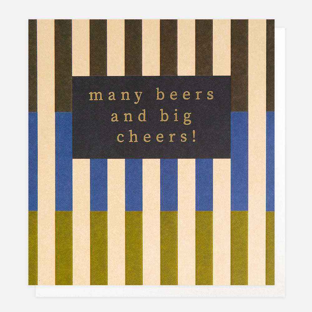 Caroline Gardner Many Beers And Big Cheers Multi Split Stripe Greeting Card