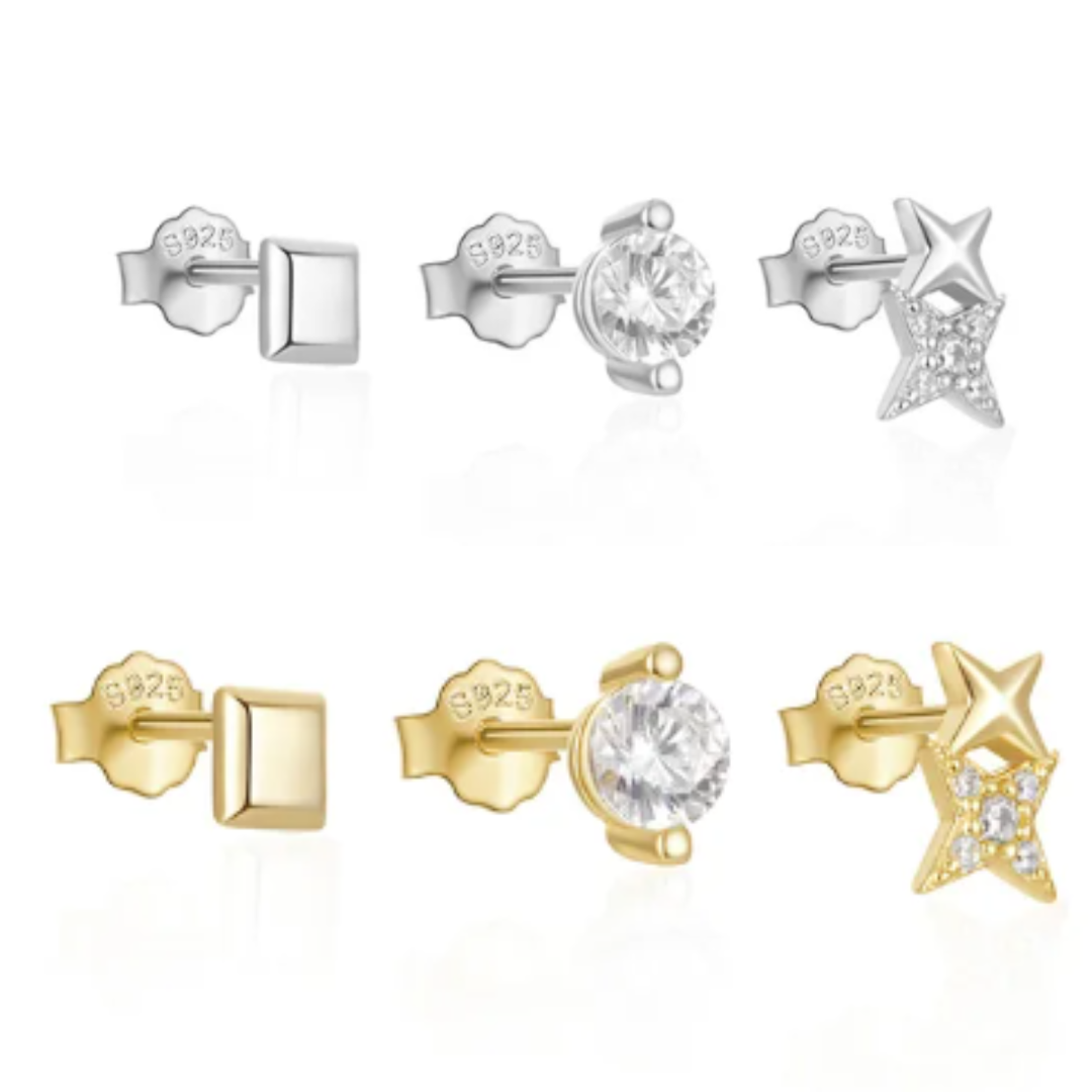 She Is Beautiful Celestial Stud Set Gold