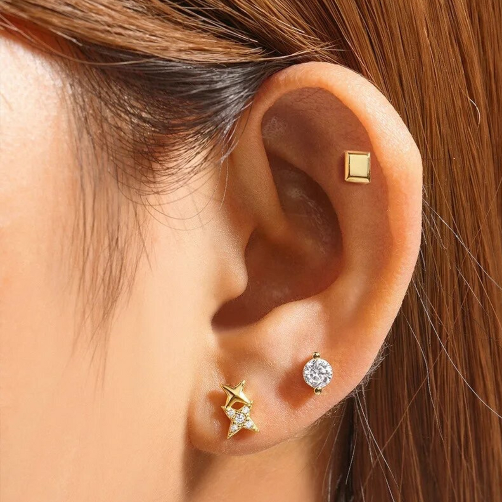 She Is Beautiful Celestial Stud Set Gold