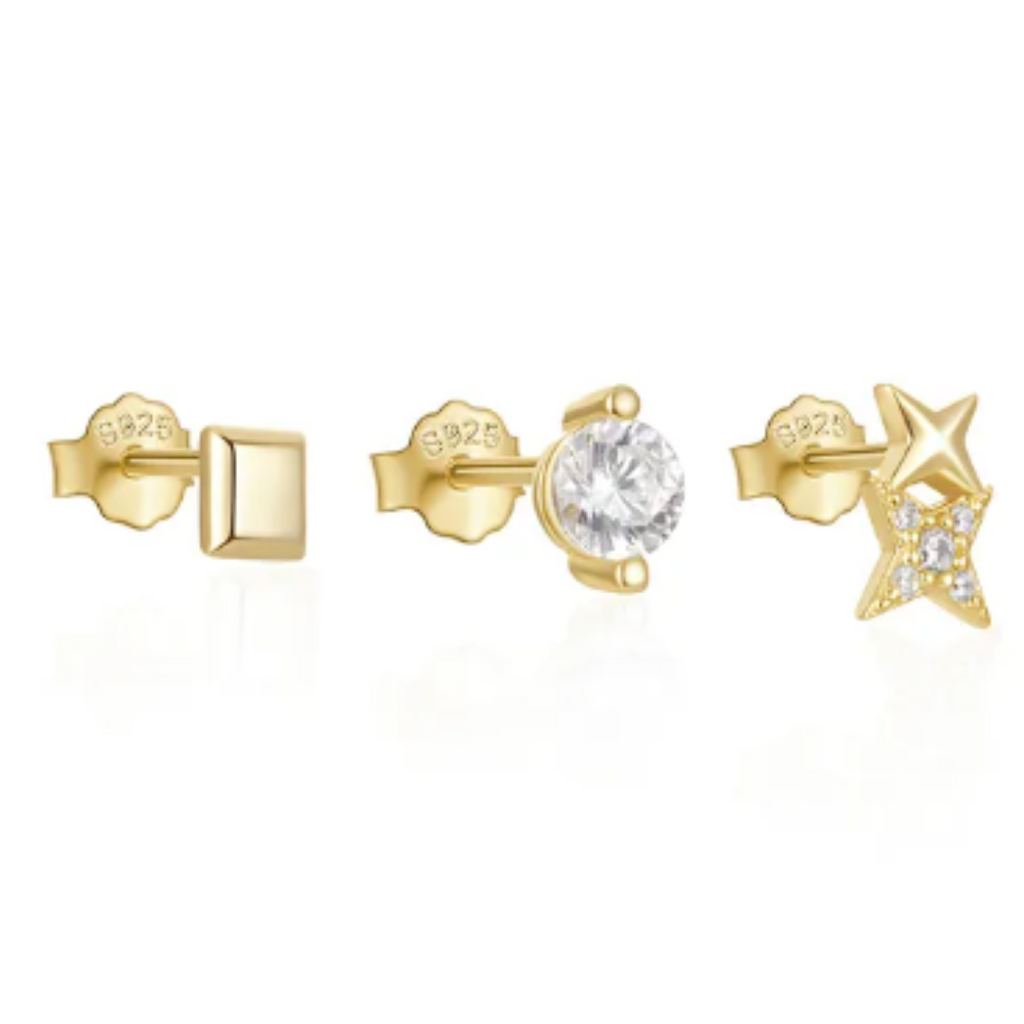 She Is Beautiful Celestial Stud Set Gold