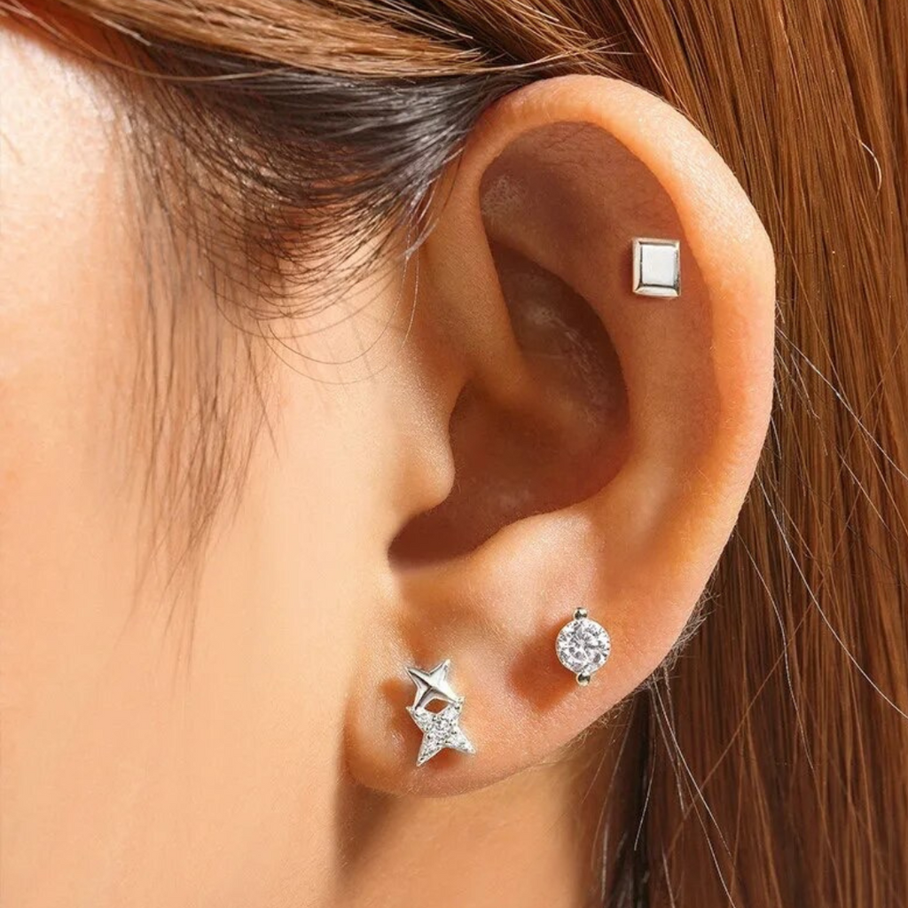 She Is Beautiful Celestial Stud Set Silver