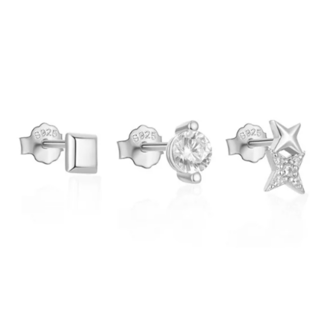 She Is Beautiful Celestial Stud Set Silver