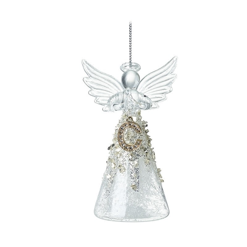Christmas Hanging Glass Angel Letter C