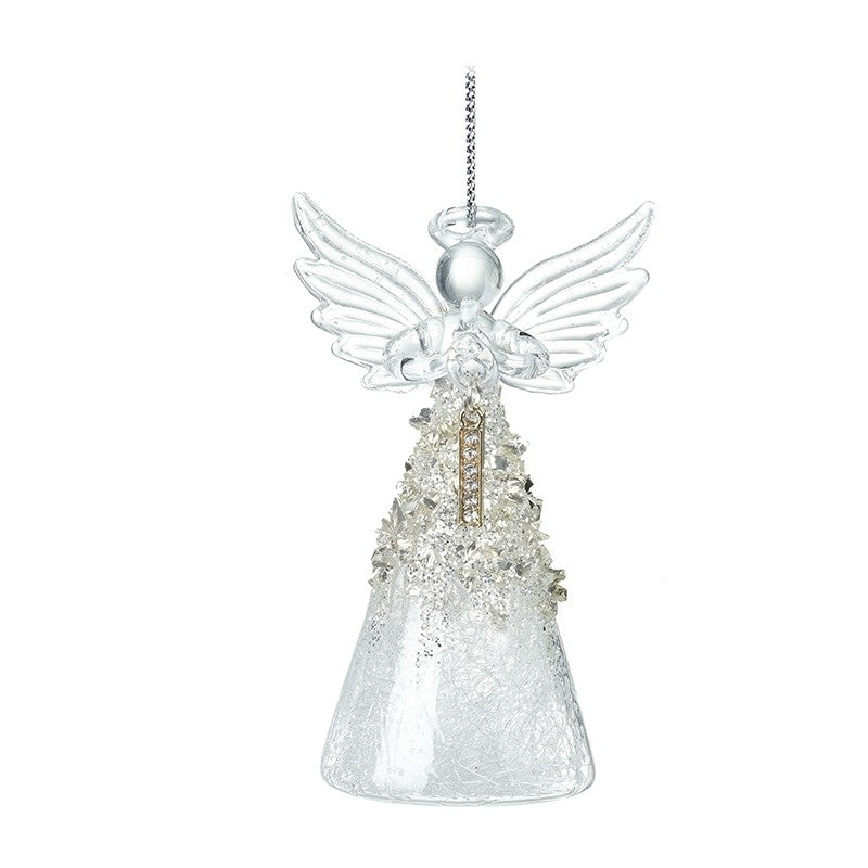 Christmas Hanging Glass Angel Letter I