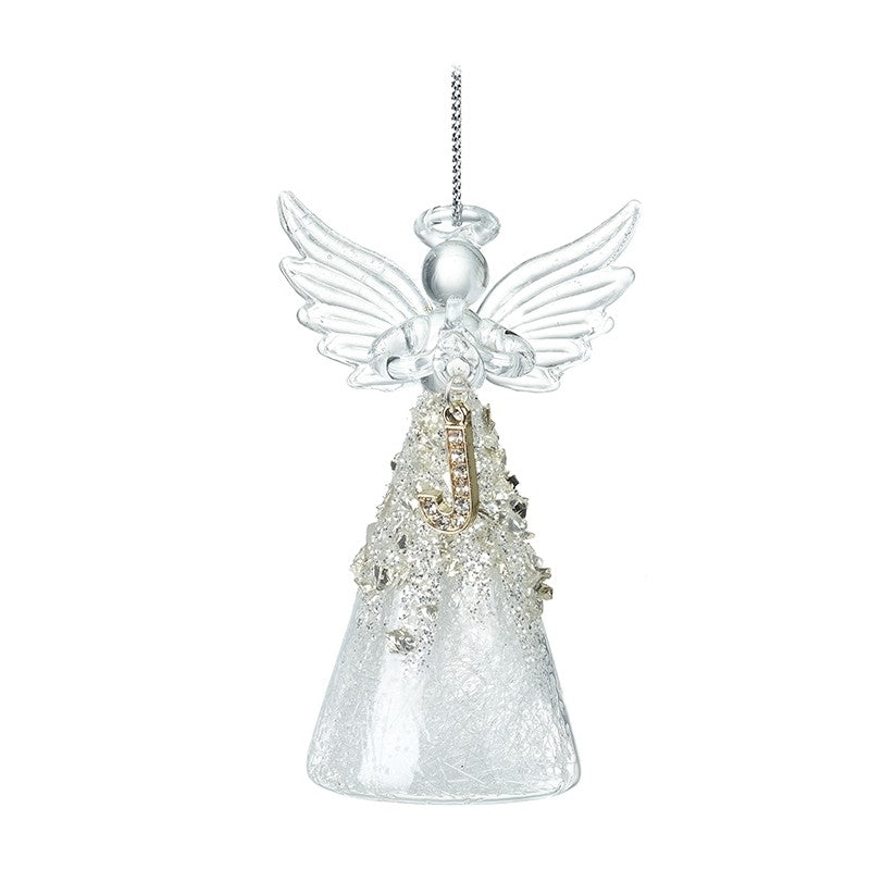 Christmas Hanging Glass Angel Letter J