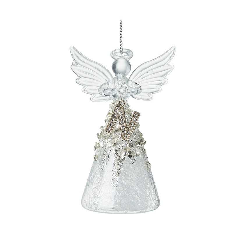 Christmas Hanging Glass Angel Letter N