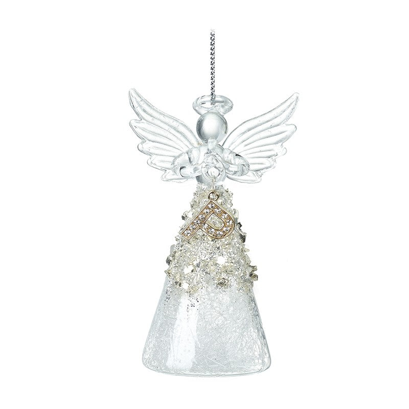 Christmas Hanging Glass Angel Letter P