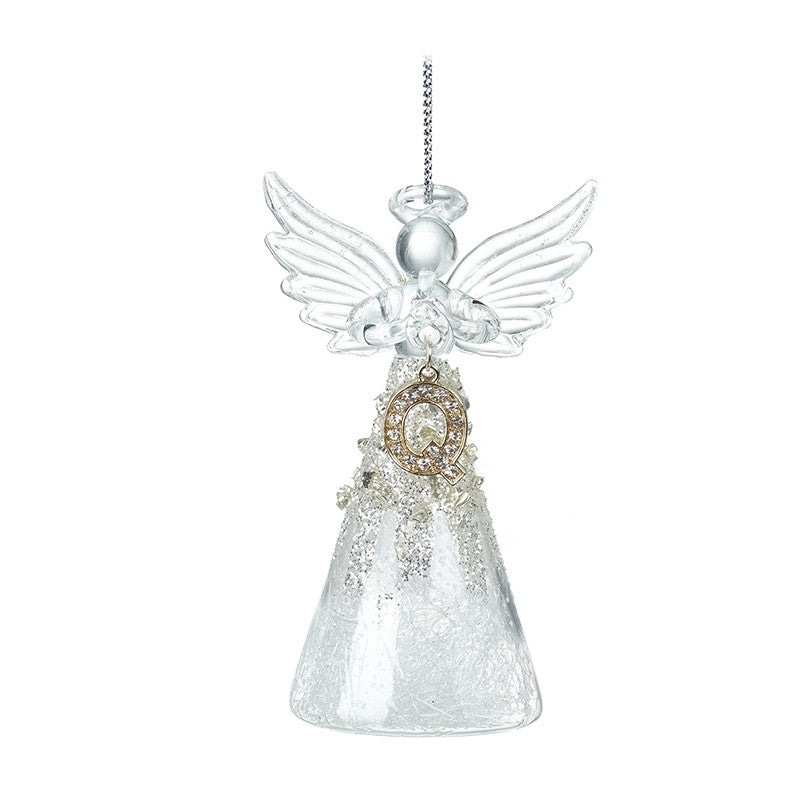 Christmas Hanging Glass Angel Letter Q