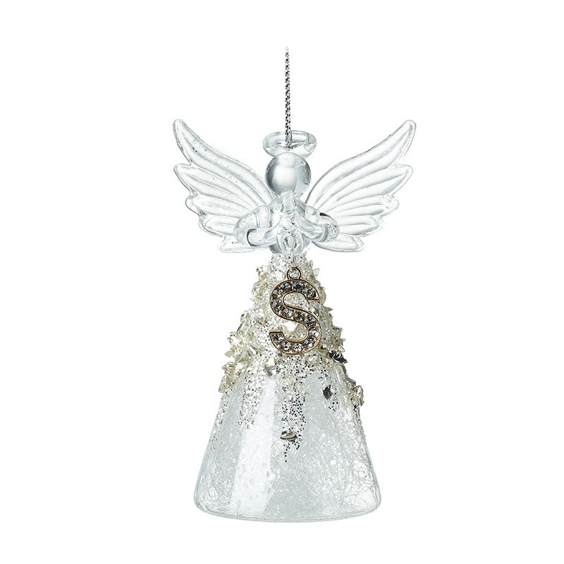 Christmas Hanging Glass Angel Letter S