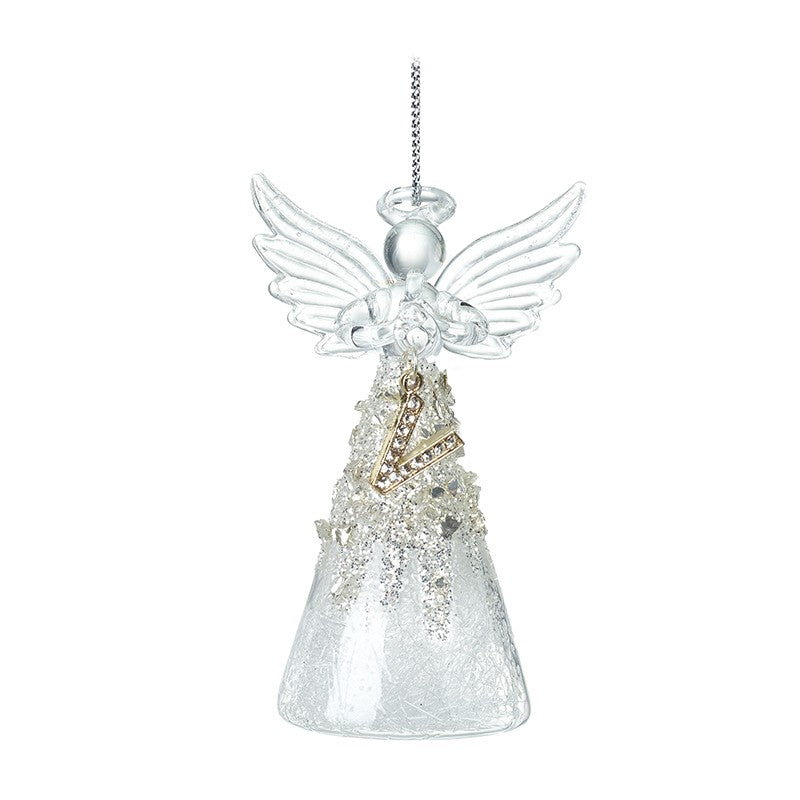 Christmas Hanging Glass Angel Letter V