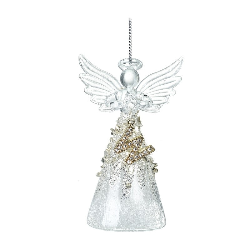 Christmas Hanging Glass Angel Letter W