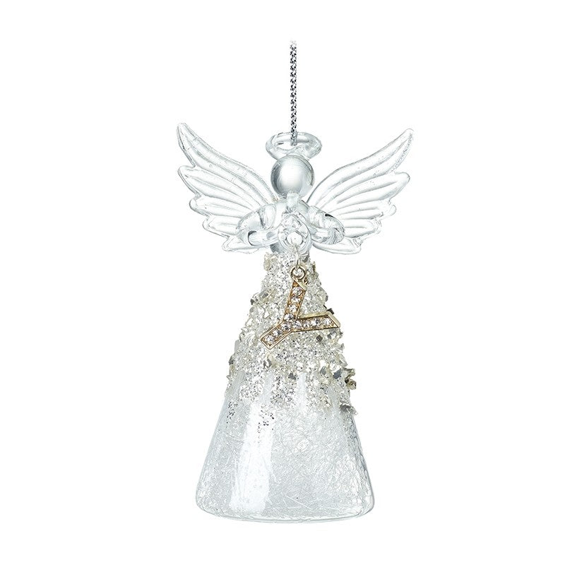 Christmas Hanging Glass Angel Letter Y