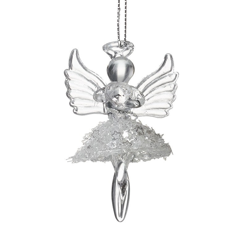 Christmas Glass Hanging Angel with Heart
