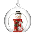 Christmas Hanging Glass Open Globe Snowman Decoration Letter E
