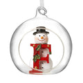 Christmas Hanging Glass Open Globe Snowman Decoration Letter F