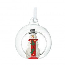 Christmas Hanging Glass Open Globe Snowman Decoration Letter I