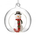 Christmas Hanging Glass Open Globe Snowman Decoration Letter J