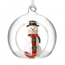 Christmas Hanging Glass Open Globe Snowman Decoration Letter J