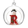 Christmas Hanging Glass Open Globe Snowman Decoration Letter R