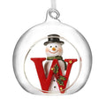 Christmas Hanging Glass Open Globe Snowman Decoration Letter W