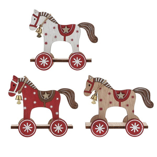 Christmas Roly Wood Pony Small Assorted