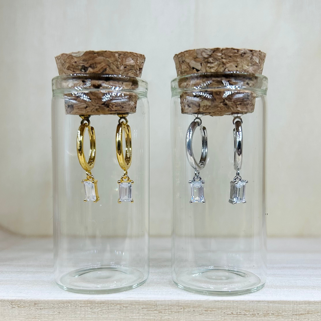 She Is Beautiful Clear Glass Huggies Gold