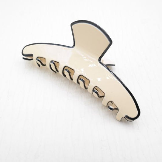 Cream Black Trim Hair Claw Clip