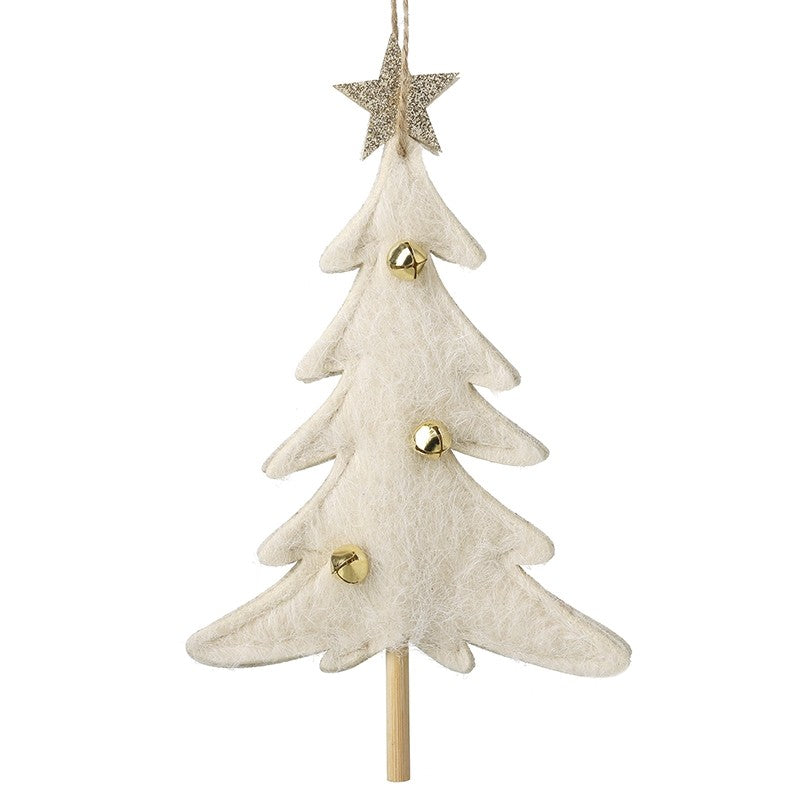 Cream Felt Christmas Tree Hanging Decoration