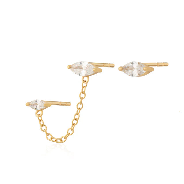 Scream Pretty Crystal Droplet Stud Earring Set 18K Gold Plated Sterling silver