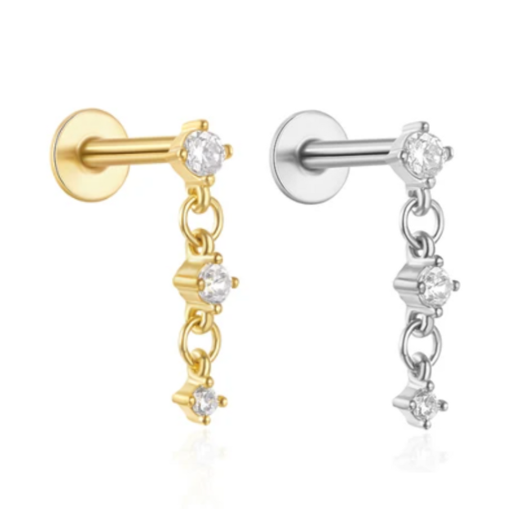 She Is Beautiful Dangle Drop Labret Stud Gold