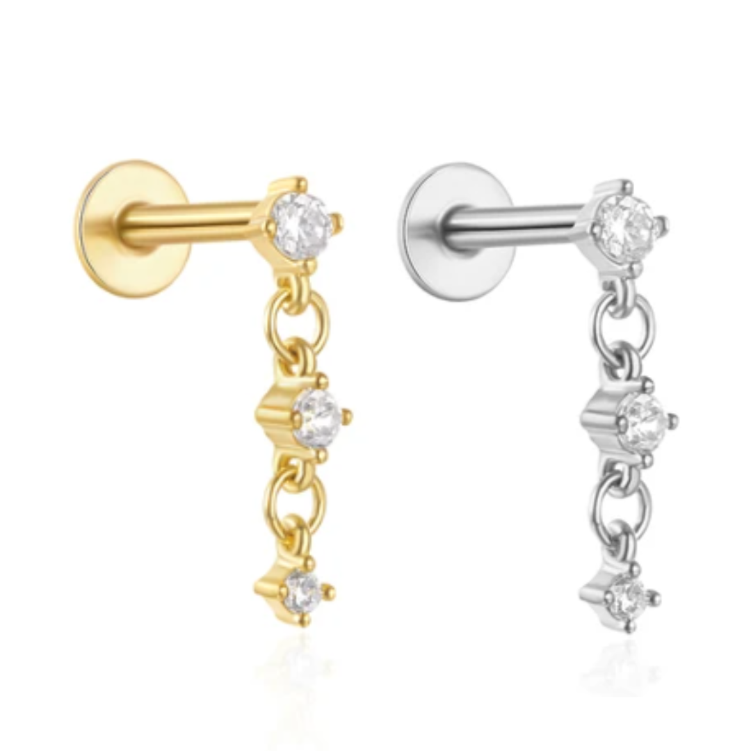 She Is Beautiful Dangle Drop Labret Stud Gold
