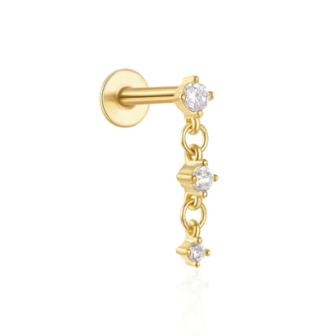 She Is Beautiful Dangle Drop Labret Stud Gold