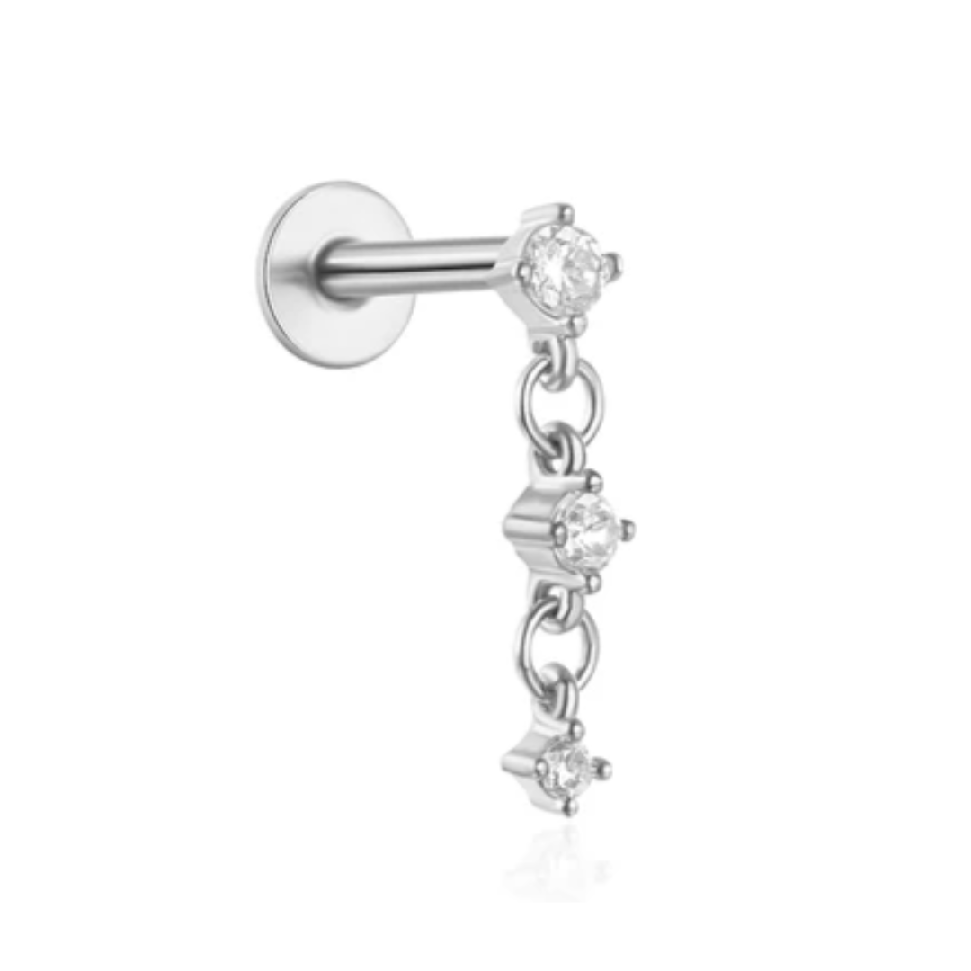 She Is Beautiful Dangle Drop Labret Stud Silver
