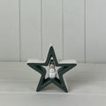 Dark Green Ceramic Star with Snowman Decoration